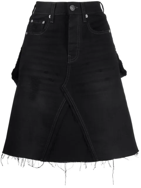 Balenciaga rip-detail A-line denim skirt Black 719270TNW54