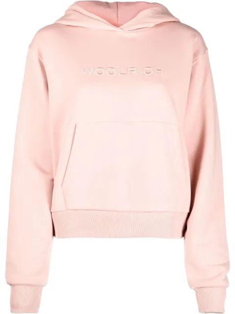 Woolrich logo-embroidered cotton hoodie Pink CFWWSW0087FRUT3164