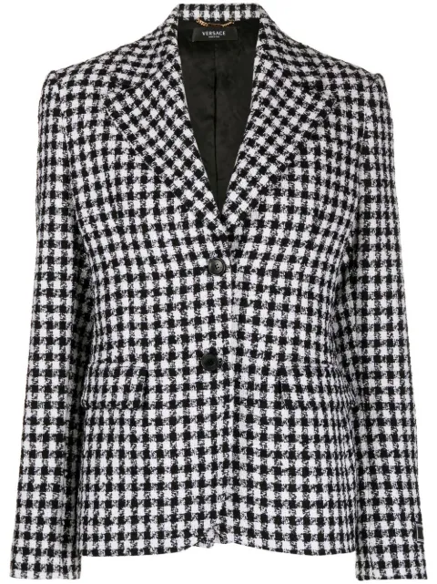 Versace dogtooth single-breasted tweed blazer Black 1007069