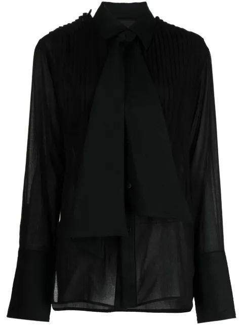 Yohji Yamamoto pussy-bow collar blouse Black FEB17022