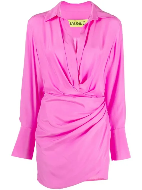 GAUGE81 gathered-detail shirt dress Pink 422223