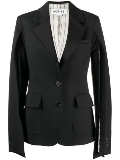 Monse arm-slit wool-blend blazer Black MR231135SWG
