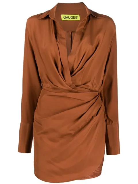 GAUGE81 Naha asymmetric mini dress Brown 422223