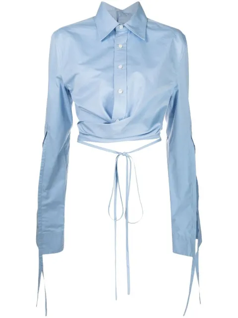 Monse cropped wrap-front shirt Blue MR230505SCS