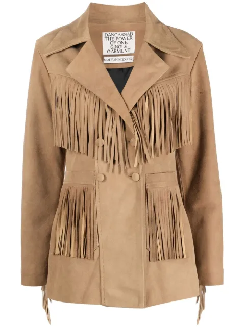 DANCASSAB Rivera double-breasted fringed jacket Brown DCFW22MRIVA69AN