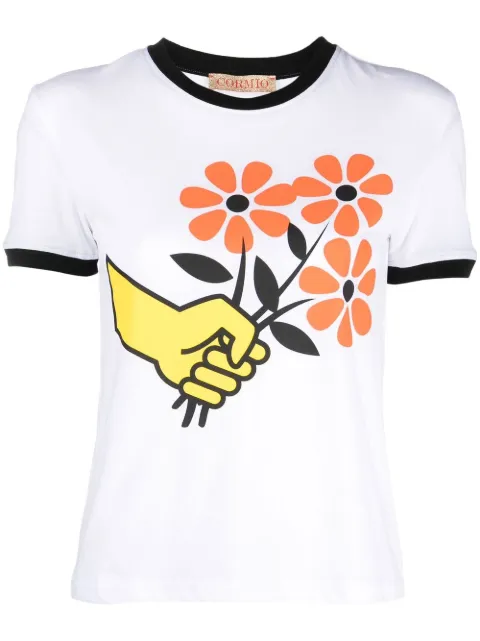 CORMIO Mazzolino Fiori ringer T-shirt White TSHIRTMAZZOLINOFIORI