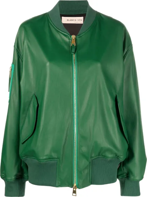 Blanca Vita zip-fastening bomber jacket Green BARDANA7614