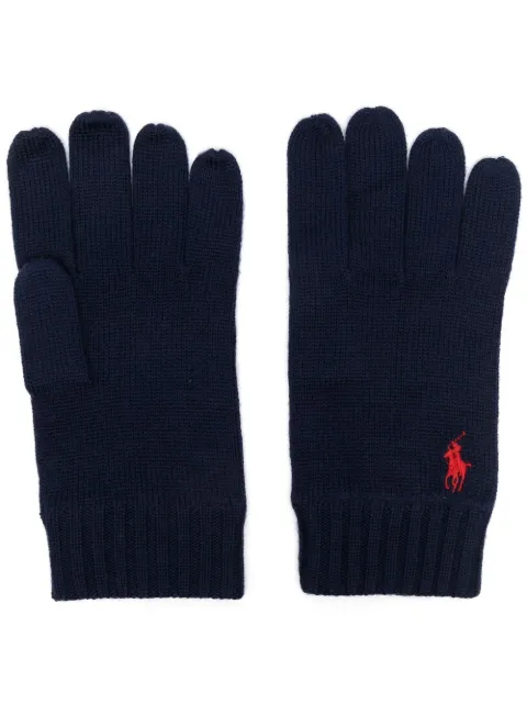 Polo Ralph Lauren logo-embroidered wool gloves Blue 710886135002