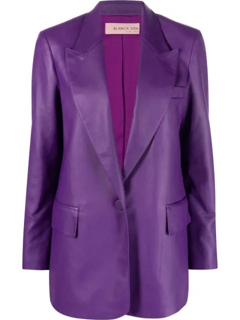 Blanca Vita faux-leather blazer Purple GAZANIA7614