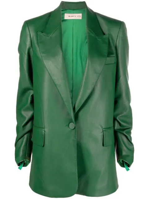 Blanca Vita polished-finish single-breasted blazer Green GAZANIA7614