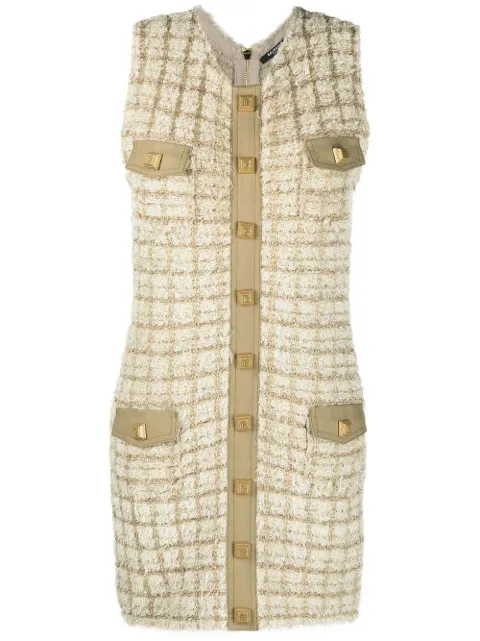 Balmain sleeveless tweed dress Neutrals AF1R3066KD77