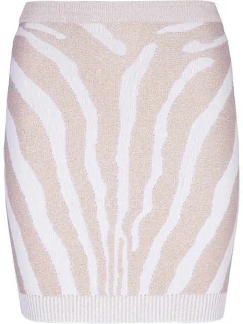 Balmain zebra intarsia-knit miniskirt Neutrals AF1LB005KD48