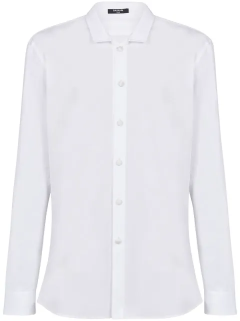 Balmain slim-cut poplin shirt White AH1HS105CB27