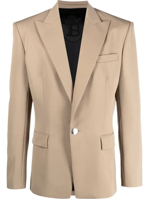 Balmain single-breasted wool suit jacket Neutrals AH1SE035WB05