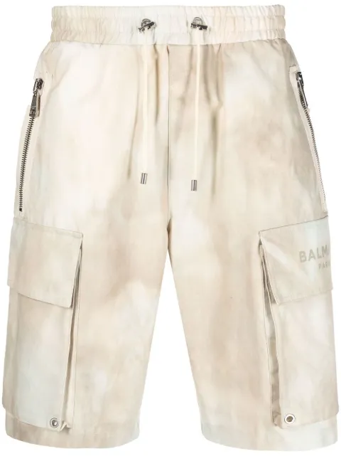 Balmain faded-effect cotton cargo shorts Neutrals AH1PA015CD05