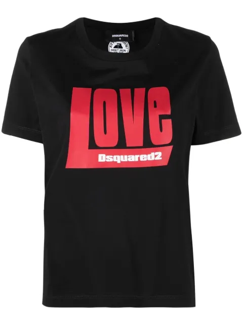 DSQUARED2 love print cotton T-shirt Black S72GD0427S24387