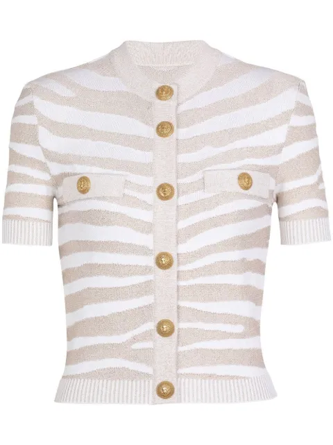 Balmain button-detail knitted cardigan Neutrals AF1KL020KD48