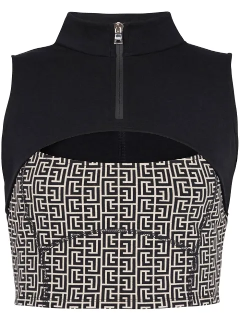 Balmain monogram cut-out vest Black AF1AB260JD57