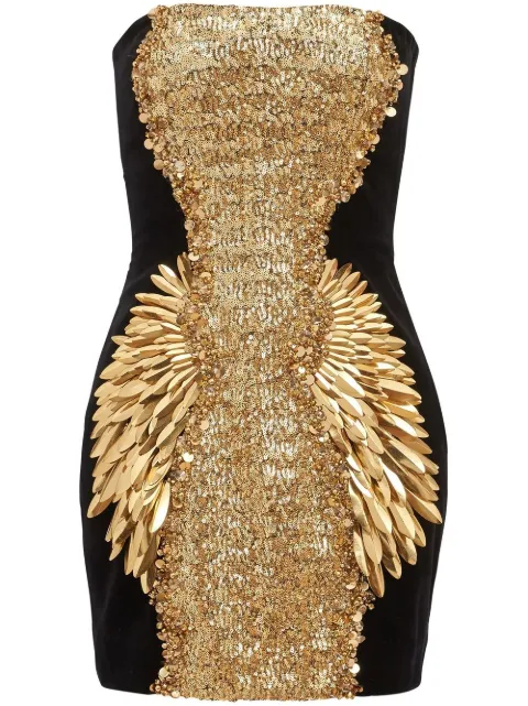 Balmain sequin-embellished mini dress Black AF1R1002PB51