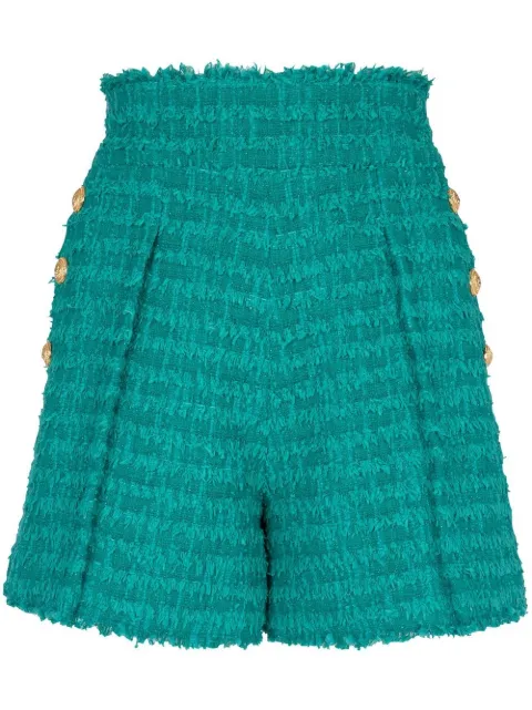 Balmain tweed tailored shorts Green AF1PA089XE36
