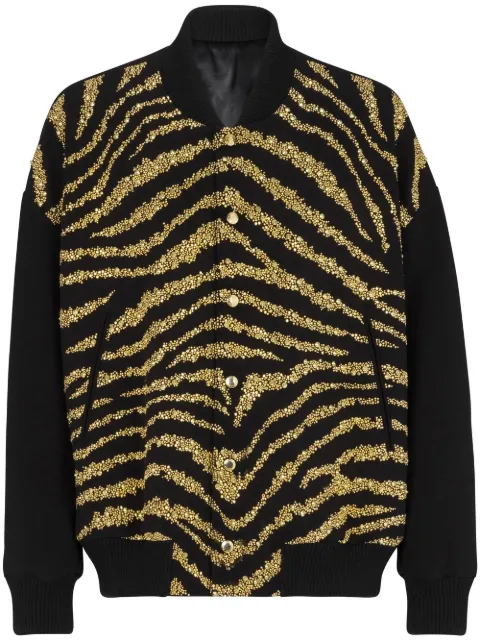 Balmain metallic zebra-print jacket Black AH1TF295PB61
