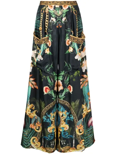 Camilla graphic-print wide-leg trousers Black 00018925