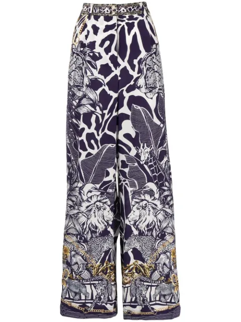 Camilla graphic-print wide-leg trousers Blue 00021587
