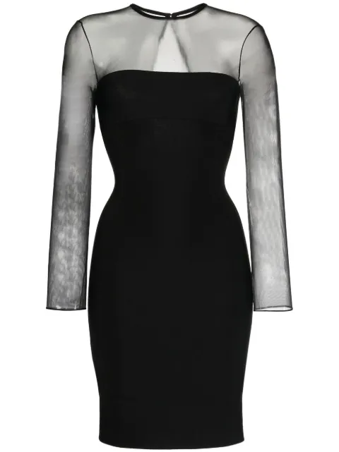 Herve L. Leroux sheer top pencil dress Black 222322