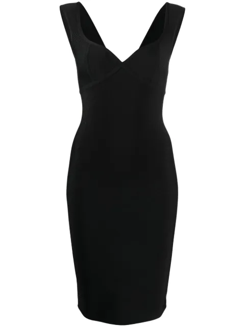 Herve L. Leroux sweetheart-neck midi dress Black 122381MAI