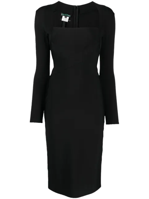 Herve L. Leroux long-sleeve scoop-neck dress Black 215359mai