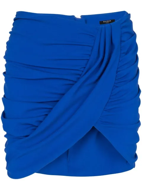 Balmain ruched mini skirt Blue AF1LB790JF31