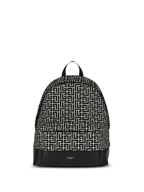 Balmain all-over logo-pattern backpack Black YM1GE150TJMY
