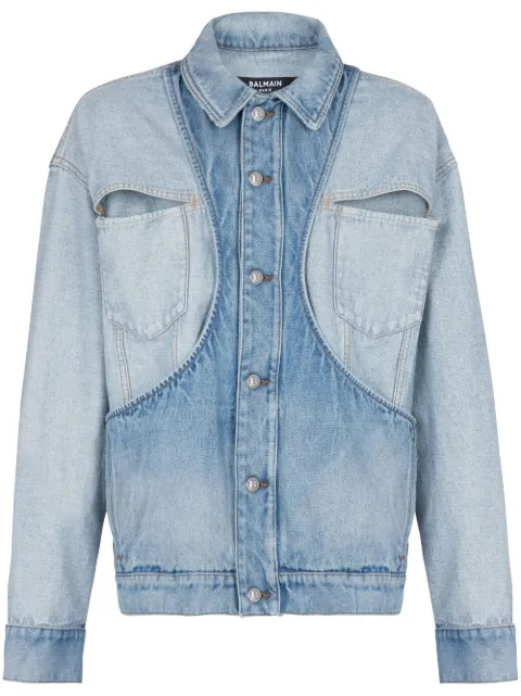 Balmain panelled-design denim jacket Blue AH1TC225DC99