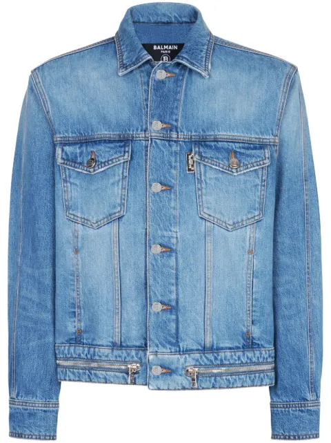 Balmain zip-detail denim jacket Blue AH1TC230DC99