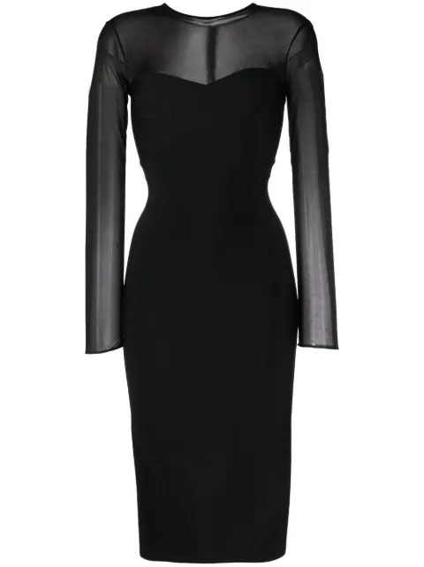 Herve L. Leroux sheer-panelled midi dress Black 221307