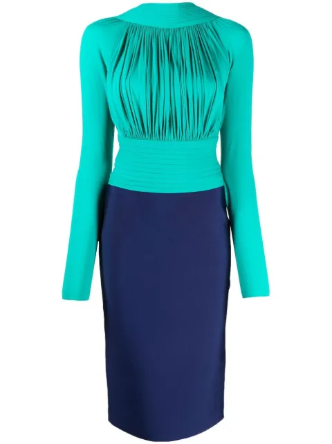 Herve L. Leroux ruched-bodice midi dress Green V1302024