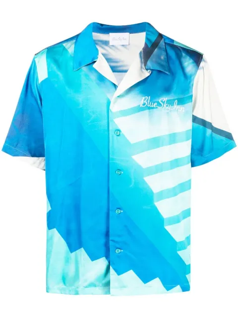 BLUE SKY INN abstract-print short-sleeved shirt Blue BS2202SH003