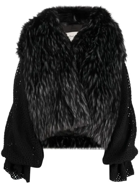 tu lizé oversized faux fur jacket Black TZFFF001