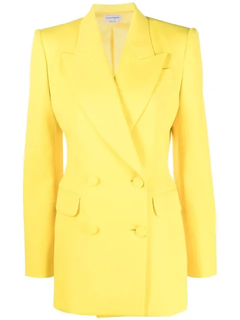 Alexander McQueen double-breasted wool blazer Yellow 712696QJAAC