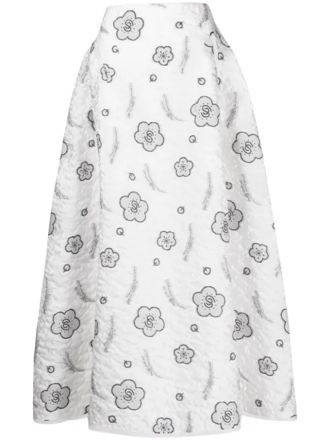 SHIATZY CHEN quilted A-line jacquard skirt White 621102