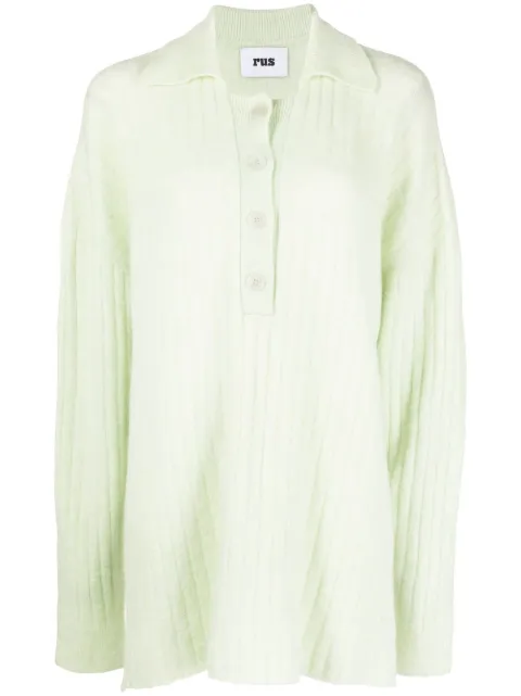 Rus ribbed knitted polo shirt Green FF22003LG