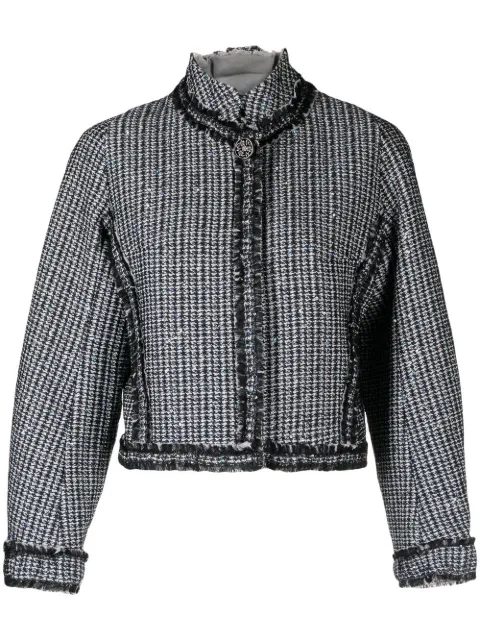 SHIATZY CHEN tasselled-trim tweed jacket Black 621356