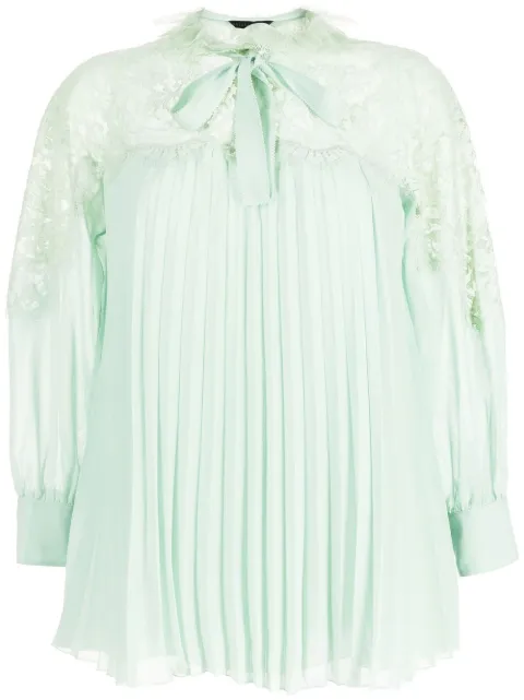 SHIATZY CHEN pleated lace-collared blouse Green 621121