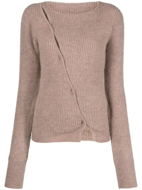 Jacquemus La Maille Pau asymmetric cardigan Brown 241KN0022343130