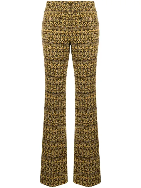 Alessandra Rich graphic-print tailored trousers Yellow FAB3125F3690