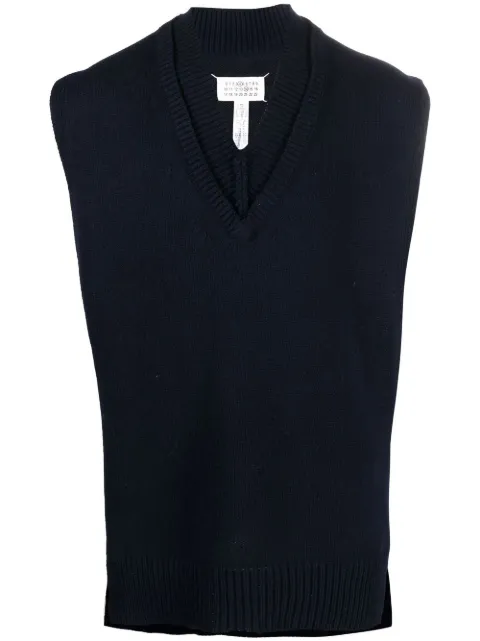 Maison Margiela V-neck layered vest Blue SI1TH0001S18064