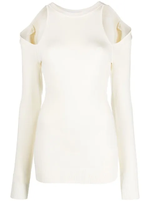 AZ FACTORY cut-out shoulder jumper White 22TOP052K02
