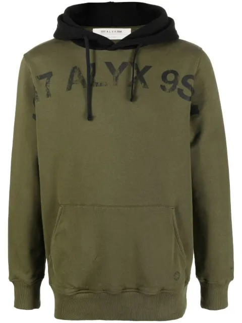 1017 ALYX 9SM logo-print cotton hoodie Green AAUSW0157FA01GRN0004