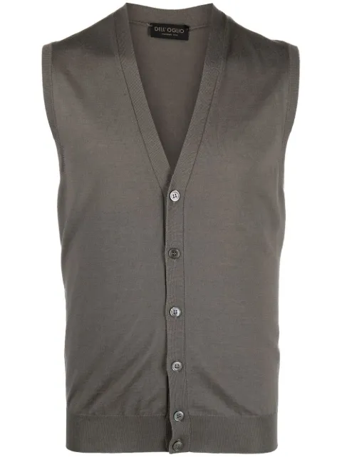 Dell'oglio V-neck merino wool vest Brown CB1SMRM16R