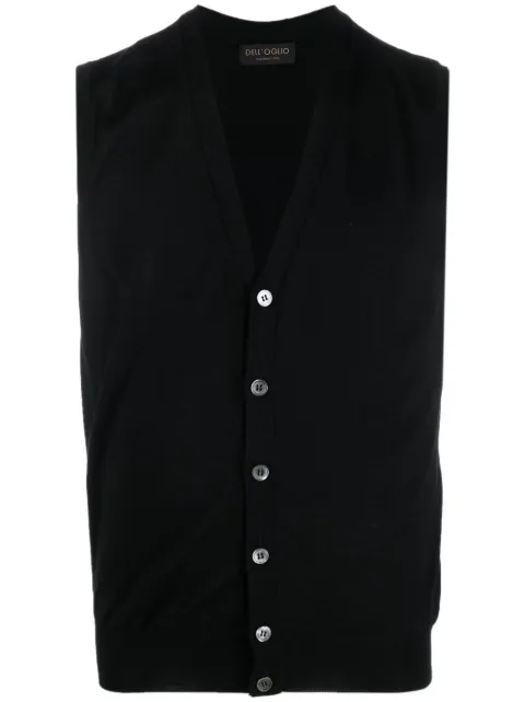 Dell'oglio V-neck merino wool vest Black CB1SMRM16R